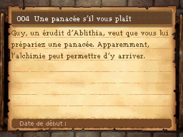 Quête : Une panacée s'il vous plaît